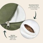 Retrospec Sedona Zafu Meditation Cushion Filled w/Buckwheat Hulls - Yoga Pillow for Meditation Practices - Machine Washable 100% Cotton Cover & Durable Carry Handle; Crescent, Basil - Image 2