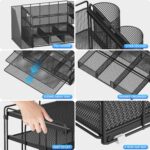 Desk Organizers and Accessories, Desk Accessories & Workspace Organizers for Office Supplies, File Organizer Desk Drawer Organizer with 2 Pen Holders, 4 Tier Paper Organizer for Desk(Black) - Image 6