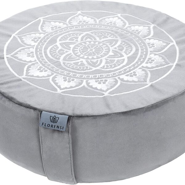 Florensi Meditation Cushion - Comfortable Floor Pillow - Traditional Tibetan Meditation Pillow with Beautiful Velvet Cover - Large Floor Cushion Seating for Adults - Premium Yoga Buckwheat Bolster