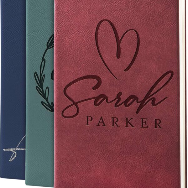 GIFTBYGIFTY Personalized Leather Journal Notebooks for Women | 12 Design, 9 Color - Burgundy | Custom Notebook for Women - Diary for Girls