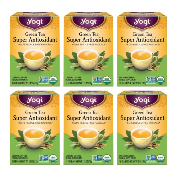 Yogi Tea - Green Tea Super Antioxidant (6 Pack) - Organic Green Tea Blend to Support Overall Health - 96 Tea Bags