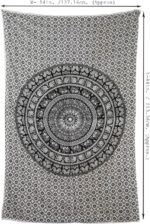 RAJRANG Indian Mandala Tapestry Wall Hanging Black and White Elephant Hippy Tapestries Twin Hippie Beach Throw College Dorm Decor Bohemian Boho Bedsheet - 84x54 Inches - Image 3