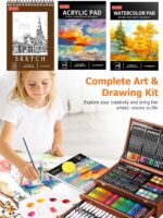 Soucolor Art Supplies, 192-Pack Deluxe Art Set Drawing Painting Supplies Kit with Acrylic Pad, Watercolor Pad, Sketch Book, Canvases, Acrylic Paint, Crayons, Pencils, Gifts for Artist Adults Teen Kids - Image 4
