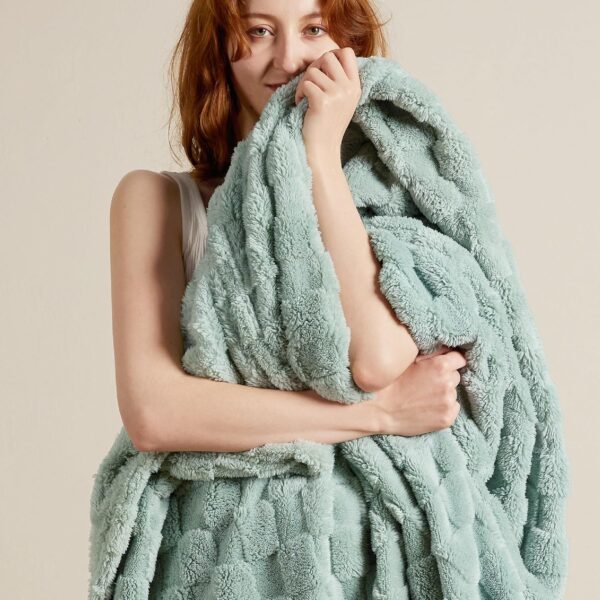 Bedsure Sage Green Fleece Blanket for Couch - Checkered Throw Blanket for Women, Cute Soft Cozy Throw for Girls, 50x60 Inches