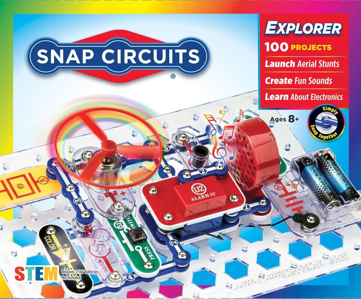 Snap Circuits Jr. SC-100 Electronics Exploration Kit, Over 100 Projects, Full Color Project Manual, 28 Parts, STEM Educational Toy for Kids 8 + - Image 1