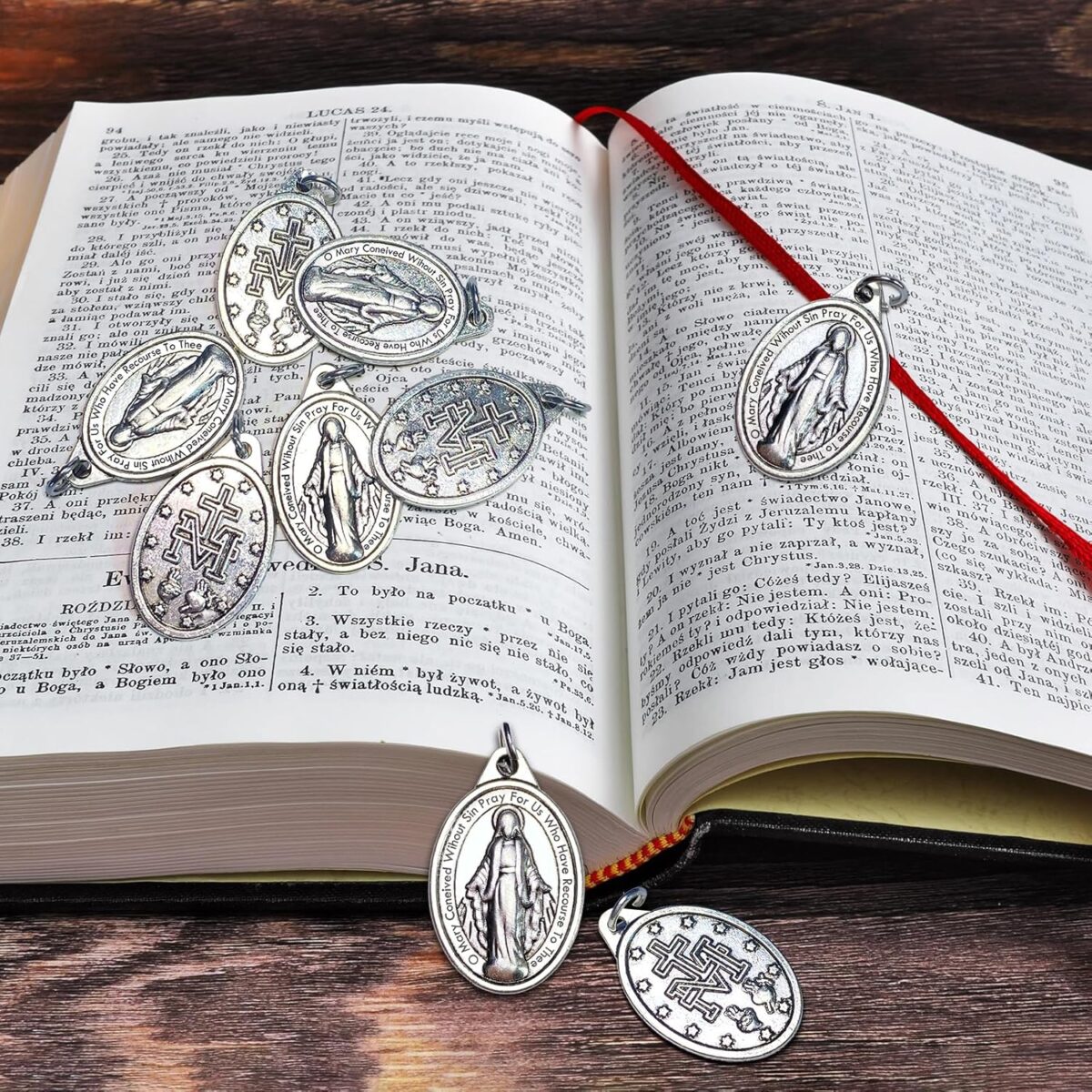 Milagrosa Medal Bulk Pack of 50, 1" Silver Milagrosa Medals Catholic Pendant for Women Necklace & Rosary Necklace,Religious Virgin Mary Cross Charms for Jewelry Making,Medalla De La Virgen Milagrosa - Image 5