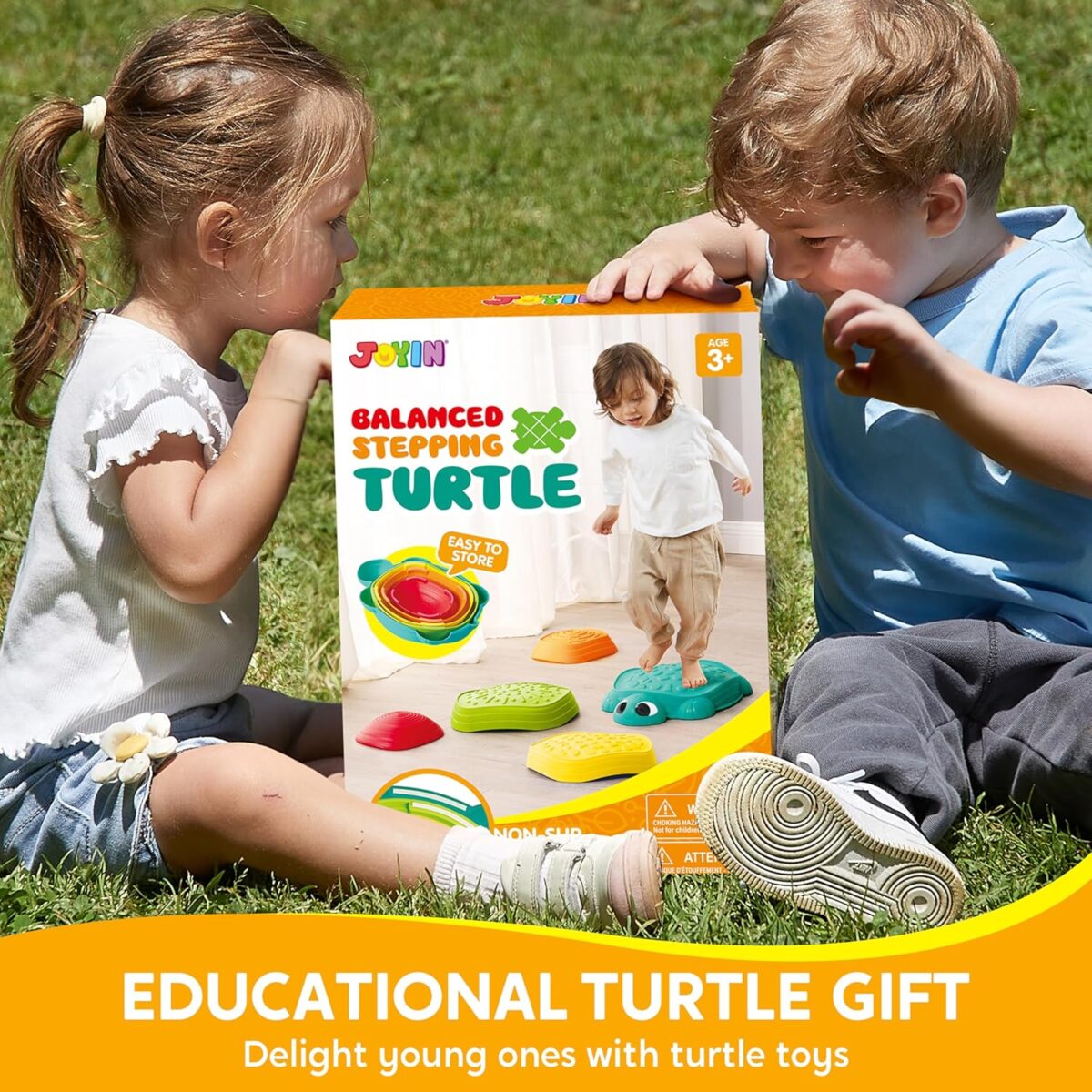 JOYIN 5 Pcs Turtle Balance Stepping Stones, Kids Turtle Path Jumping Stones, Toddler Obstacle Course Coordination Game Toys Indoor or Outdoor Play for Kids Aged 3+ - Image 7