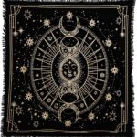 Indian Consigners Moon Phases Altar Cloth Celestical Tarot Deck Alter Square Wall Hanging Tablecloth Sacred Place Home Décor Moon Faces 18 by 18 Sacred Cloth (Moon Phases)