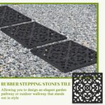 Pangda 8 Pcs 12 x 12 Inch Rubber Stepping Stone Outdoor for Garden Pathway Paver Outside Stepping Tile Heavy Duty Retro Decorative Pavers for Walkway Path Landscaping Yard Lawn(Black,Cross Square) - Image 3