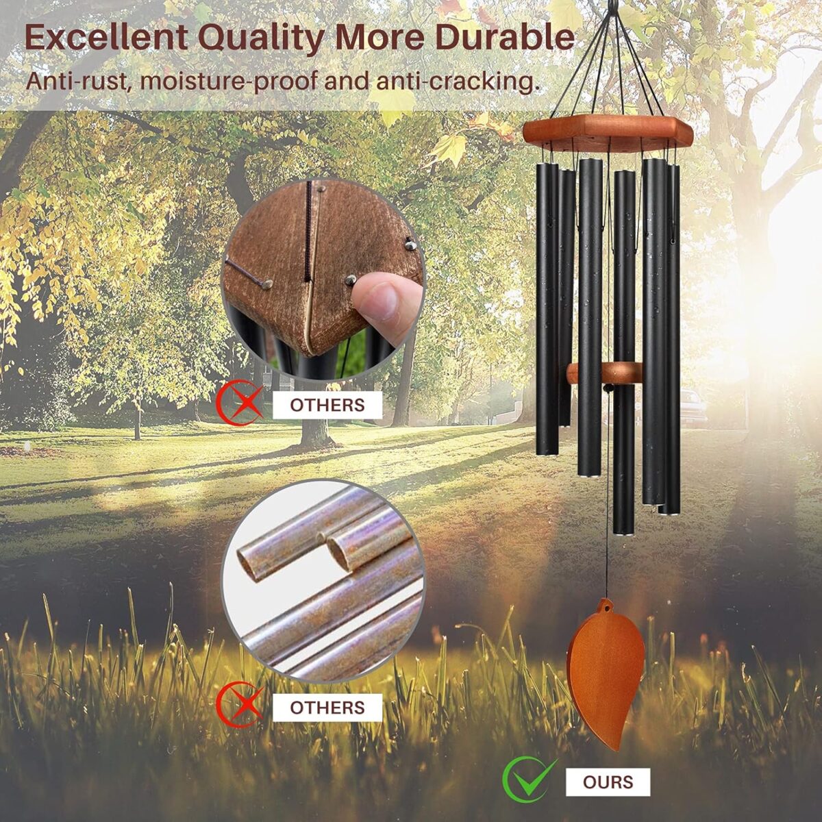 38" Sympathy Wind Chimes for Outside Deep Tone, Memorial Loss of a Loved, Large Wind Chimes with 6 Thicken Tubes & Hook, Outdoor Souvenir Mother, Garden Decor - Image 5