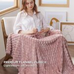 Bedsure Cozy Throw Blanket for Women - Pink Soft Throw Blankets for Couch, Cute Small Fleece Gifts for Girls, 50x60 Inches - Image 3