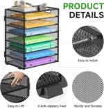 8 Tier Paper Organizer with Handle, Metal Mesh Desk File Organizer, Large Capacity Desk Organizer Paper Letter Tray Organizer for Office, Home or School File Folder Holder - Black - Image 3
