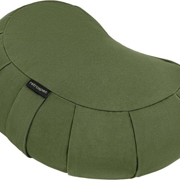 Retrospec Sedona Zafu Meditation Cushion Filled w/Buckwheat Hulls - Yoga Pillow for Meditation Practices - Machine Washable 100% Cotton Cover & Durable Carry Handle; Crescent, Basil