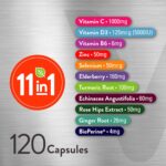 11 in 1 Multivitamin Immune Defense Supplement - Immune Booster Capsules with Vitamin D3, Vitamin B6, Echinacea, Turmeric, Rose-HIPS, Selenium, BioPerine, Ginger, Elderberry Vitamin C and Zinc - Image 5