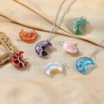Bestyle Tree of Life Wrapped Healing Crystal Necklaces 12 Month Birthstone Pendant for Women, Crescent/Heart Gemstone Jewelry, Vintage Birthday Gifts/Energy Gift - Image 6
