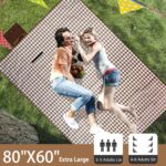 Picnic Blanket Outdoor Extra Large Picnic Mat 80"X60" Camping Blanket Beach Blanket Foldable Waterproof Sand Mat Hiking Travel Family Concerts(Brown) - Image 3