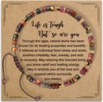 Inspirational Gifts Bracelets for Women Healing Natural Stone Bracelets - Get Well Soon Gifts for Women Best Friends Sister Girls - Life is Tough But So are You Bracelet