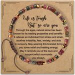 Inspirational Gifts Bracelets for Women Healing Natural Stone Bracelets - Get Well Soon Gifts for Women Best Friends Sister Girls - Life is Tough But So are You Bracelet