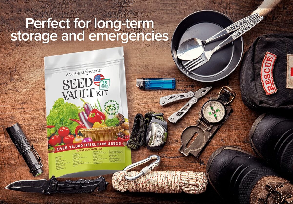 Gardeners Basics Survival Vegetable Seeds Garden Kit Over 16,000 Seeds Non-GMO and Heirloom, Great for Emergency Bugout Survival Gear 35 Varieties Seeds for Planting Vegetables 35 Free Plant Markers - Image 8