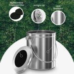 Utopia Kitchen Compost Bin for Kitchen Countertop, 1.3 Gallon Compost Bucket for Kitchen with Lid, Includes 1 Spare Charcoal Filter, Home Essentials - (Silver) - Image 5
