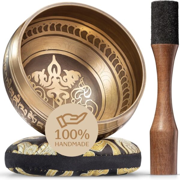 Tibetan Singing Bowl Set – Authentic Hand-Tuned Sound Bowl for Meditation – Complete Meditation Bowl Kit with Cushion, Mallet & Guide – Perfect Tibetan Bell for Yoga, Relaxation, & Sound Healing