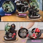 Dragon Backflow 2 Sided Mountain Waterfall Incense Burner,Fountain Smoke Incense Holder with Backflow Incense Cones, Tweezers, Mat，Resin Aromatherapy Meditationvaiuk (Green) - Image 6