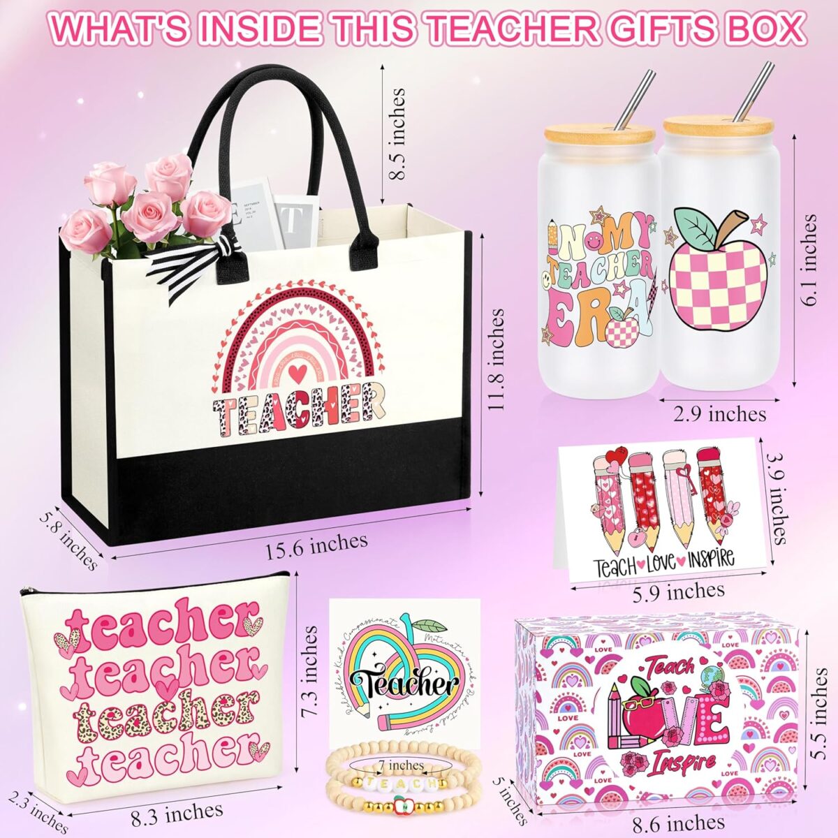 JoycuFF Teacher Valentine's Day Gifts, Teacher Appreciation Gifts for Women, Christmas Thank You Gifts for Teachers from Student, Thanksgiving Back To School Teacher Gift Ideas Basket Set of 5 - Image 2