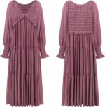 R.Vivimos Maxi Dress for Women Long Sleeve V Neck Empire Waist Layered Ruffle Boho Casual Flowy Long Dresses - Image 6