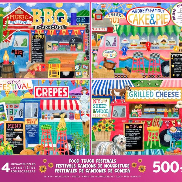 Ceaco - 4 in 1 Multipack - Food Trucks - (4) 500 Piece Jigsaw Puzzles