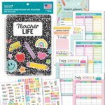 Teacher Planner 2025-2026 – Undated Lesson Planner Book with Stickers, Monthly & Weekly Pages, Student & Substitute Info – Composition Notebook Homeschool & Classroom Organizer