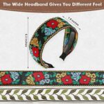 EBOOT 4 Pieces Boho Headband for Women Embroidery Wide Hair Band Bohemia Floral Knotted Wide Headbands Vintage Ethnic Style Girls Accessories(Classic Pattern) - Image 2