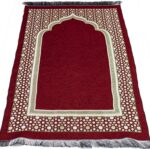 Modefa Turkish Islamic Prayer Mat - Thin Woven Chenille Sajjadah - Intricate Praying Rug Ramadan Eid Gift - Traditional Muslim Janamaz Sajada for Men Women - Geometric Selcuk Star (Red) - Image 7
