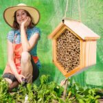 Mason Bee House Native Bee Hive Hexagon Bee House Natural Handmade Wooden Mason Bee Box Habitat Home Hotel with Bamboo Tubes -Attracts Peaceful Bee Pollinators to Enhance Your Garden's Productivity - Image 3