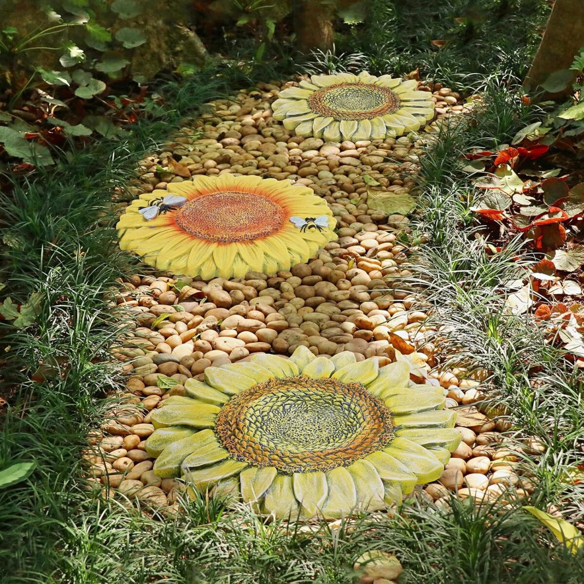 DAMEING Sunflower Stepping Stones Outdoor Garden Decoration, 2 Pack Paving Stones Kit for Outside Patio Landscape Yard Walkway Path, Anniversary Housewarming Birthday Gift, Indoor Decoation - Image 6