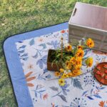 Picnic Blankets 79"x79" Extra Large Outdoor Blanket Beach Blanket Waterproof SandProof Picnic Mat Washable Foldable Portable for Grass Lawn Beach Camping (White with Flowers) - Image 8