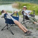 EVER ADVANCED Padded Hammock Camping Chair, Oversized Heavy Duty Swing Chair with Detachable Cup Holder, Portable Folding Rocking Camping Chair for Outdoor&Indoor, Support Up to 400lbs, Grey - Image 2