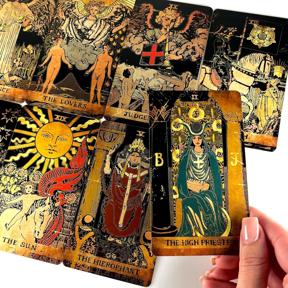 Tarot Cards, 78 Tarot Deck, Original Tarot Cards for Beginners and Experts with Guide Book and Gift Bag, Fortune Telling Game, Divination Tools for All Skill Levels, Black. - Image 5