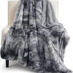 Bedsure Fluffy Throw Blanket Gifts for Women Men, Soft Fleece Sherpa Cozy Fuzzy Plush Warm Minky Thick Faux Fur Throw for Couch, Bed, Home Living Room Decor Spring Blanket Gifts for Mom Dad, Grey