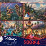 Ceaco - 4 in 1 Multipack - Thomas Kinkade - Disney Dreams Collection - Tangled, Sleeping Beauty, Peter Pan, & Mickey and Minnie - (4) 500 Piece Jigsaw Puzzles, 18 x 14