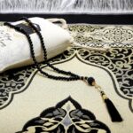 Muslim Prayer Rug - 99 Beads & Cap Included, Islam Prayer Mats for Men, Women & Kids (Black) - Image 4