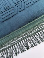 Prayer Rug Muslim Mat Islamic - Thick Large Padded Sajadah for Kids Men Women with Islam Prayer Beads for Eid Travel Ramadan, Soft Luxury Great for Knees and Forehead(Green) - Image 3