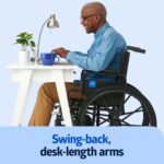 Medline Comfortable Folding Wheelchair with Swing-Back, Desk-Length Arms and Elevating Footrests, 18”W x 16”D Seat - Image 4