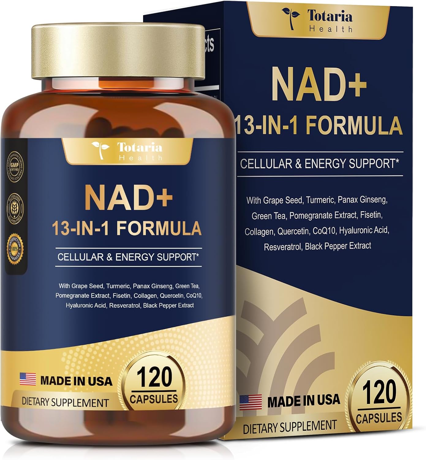 1744641476_71jlExo1DtL._AC_SL1500_.jpg NAD Supplement for Women Men with nicotinamide riboside resveratrol,Quercetin, Betaine Boost NAD+ Levels NAD Plus Supplement for Anti Aging, Energy, Immune, Focus 120 Capsules - Image 1