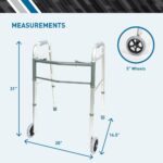 BodyMed Two Button Folding Walker with Wheels, Lightweight Mobility Aid with Foam Grips for Seniors and Adults, 300 lb. Maximum Weight Capacity - Image 2