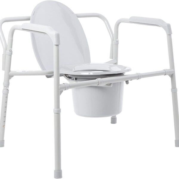 McKesson Heavy-Duty Folding Bariatric Commode Chair with 12 qt Bucket, 650 lbs Weight Capacity, 13 3/4 in Seat Width, 1 Count