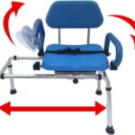 Platinum Health Carousel Sliding Shower Chair Tub Transfer Bench with Swivel Seat, Premium Padded, Pivoting Arms, Adjustable Space Saving Design for Tubs, Inside Shower, for Handicap & Seniors, Blue