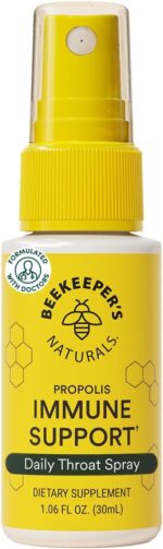 Propolis Throat Spray by Beekeeper's Naturals - 95% Bee Propolis Extract, Natural Immune Support & Sore Throat Relief - Antioxidants, Keto, Paleo, Gluten-Free (1.06 oz)(Pack of 1)