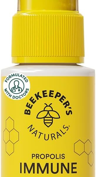 Propolis Throat Spray by Beekeeper's Naturals - 95% Bee Propolis Extract, Natural Immune Support & Sore Throat Relief - Antioxidants, Keto, Paleo, Gluten-Free (1.06 oz)(Pack of 1)