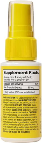 Propolis Throat Spray by Beekeeper's Naturals - 95% Bee Propolis Extract, Natural Immune Support & Sore Throat Relief - Antioxidants, Keto, Paleo, Gluten-Free (1.06 oz)(Pack of 1) - Image 6
