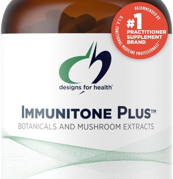 Designs for Health Herbal Immune Support with Mushrooms, Echinacea, Green Tea, Astragalus + Elderberry - Immunitone Plus Pills - Non-GMO Supplement (120 Capsules)